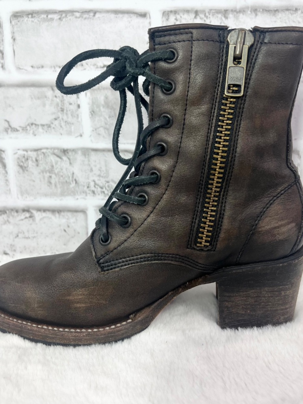 🦅FREEBIRD BY STEVEN • Cavalier Brown Leather Lace Up Combat Ankle Boots Size 8 - Picture 6 of 15